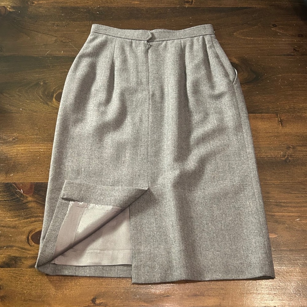 Vintage Women Wool Evan Picone Gray Knee Length Skirt Pockets Size 6 Made in USA - Picture 5 of 10